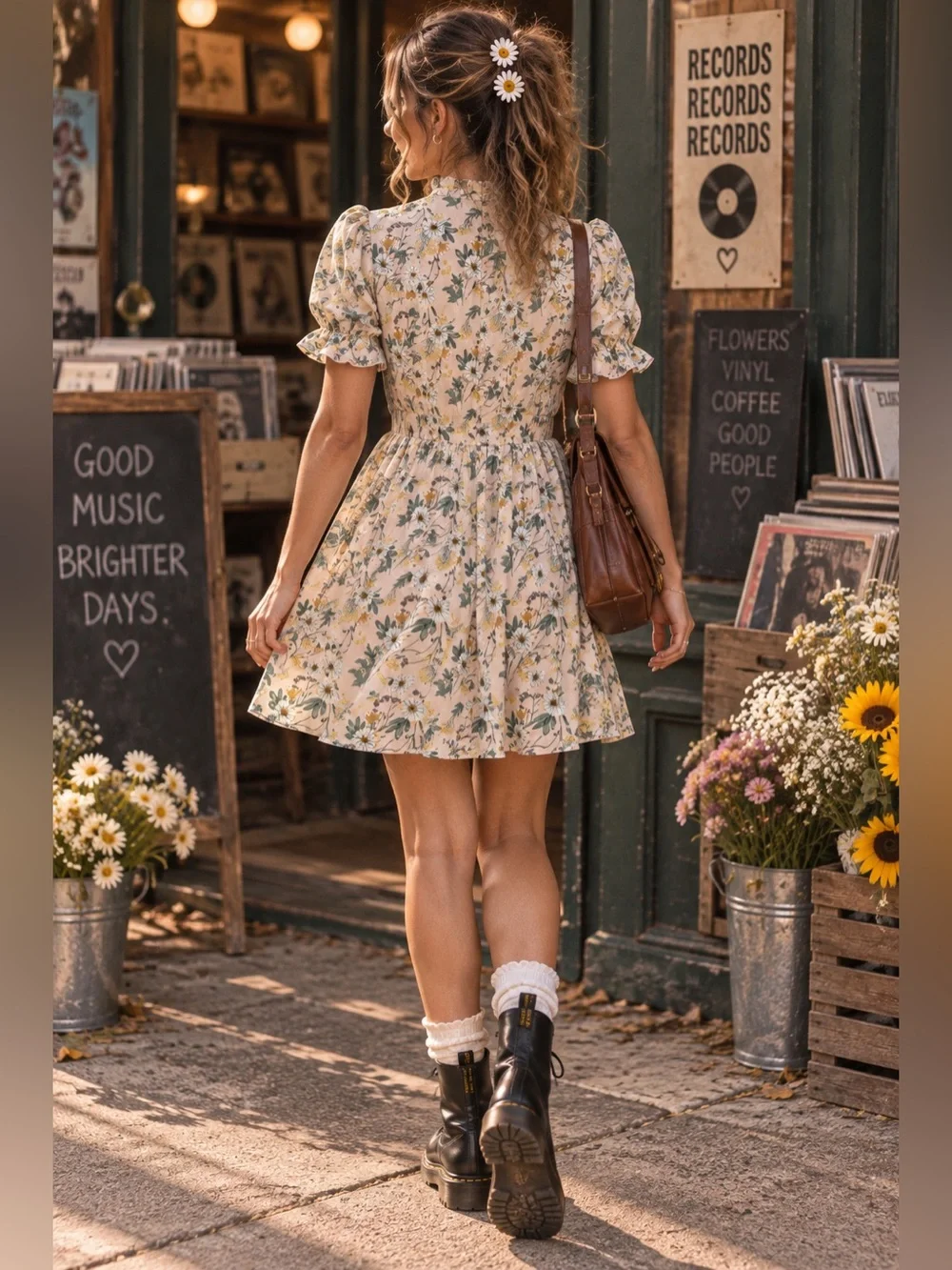 Cottagecore Floral ruffle Mini Dress in pink lined small **2 for 20**